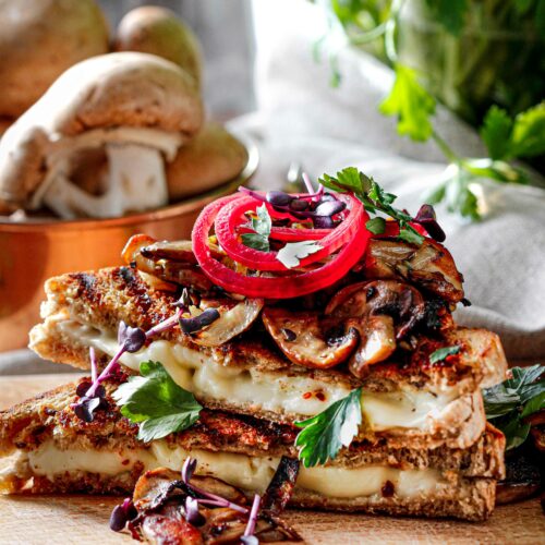 Grilled Cheese Sandwich mit Pilzen vegan