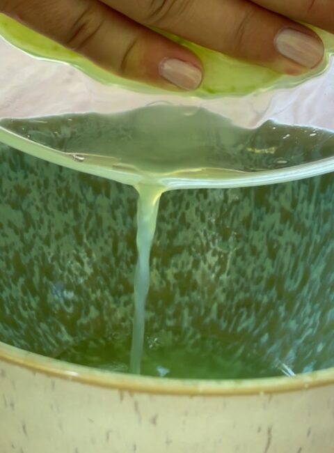 Gurkensalat Wasser abgießen